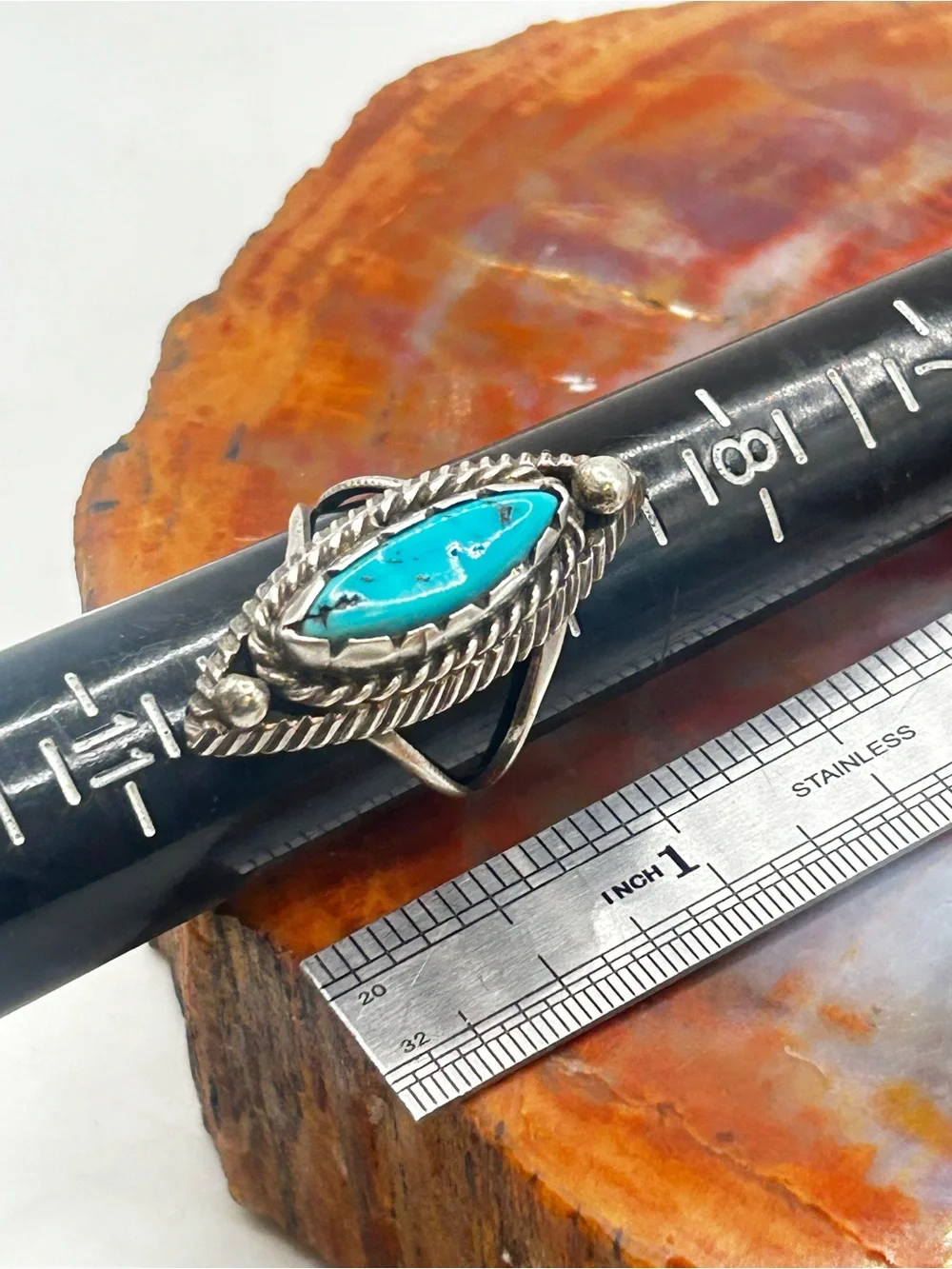 Southwest Sterling Silver Turquoise Ring - Size 9.5, handcrafted piece